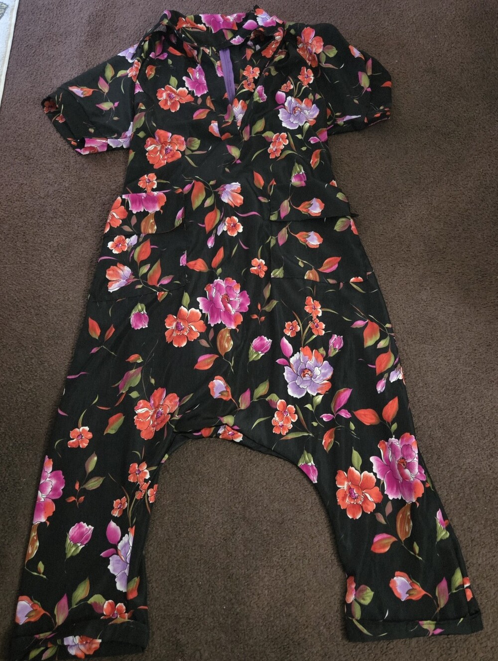 Original Philthy Ragz Trinity Black Floral Harem Jumpsuit NWOT - Picture 2 of 5
